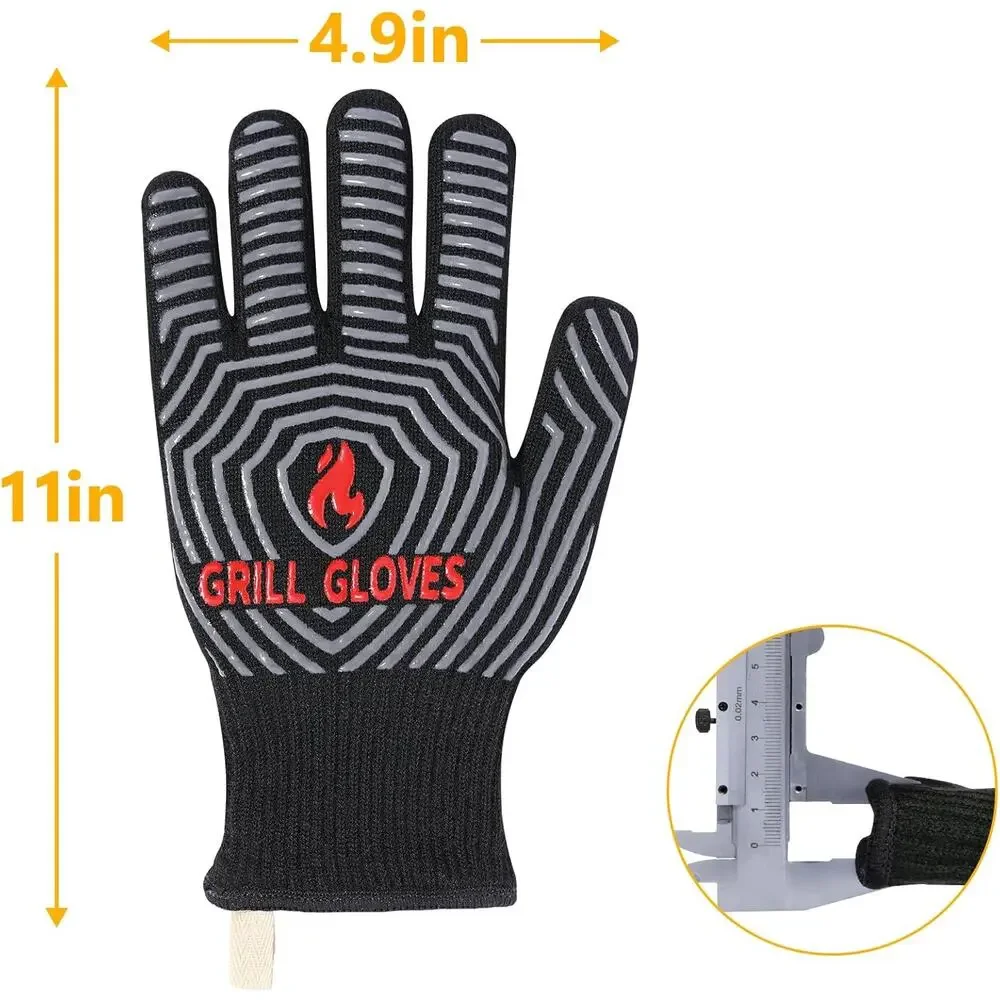 BBQ Gloves 1472°F Heat Resistant Non-Slip Silicone Cooking Grilling Oven